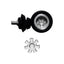 Dank Banger Flake Glass Spinner (Clear) shown installed in a compatible chamber with separate snowflake-shaped spinner, for Dr. Dabber Switch 2, Puffco Peak Pro and Focus V Carta