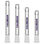 Four clear glass Dank Banger Premium Tri-Seed Slotted Ice Pinch Downstems in varying lengths, showcasing the unique triangular ice pinch restriction at the tip and clear embossed side logos.