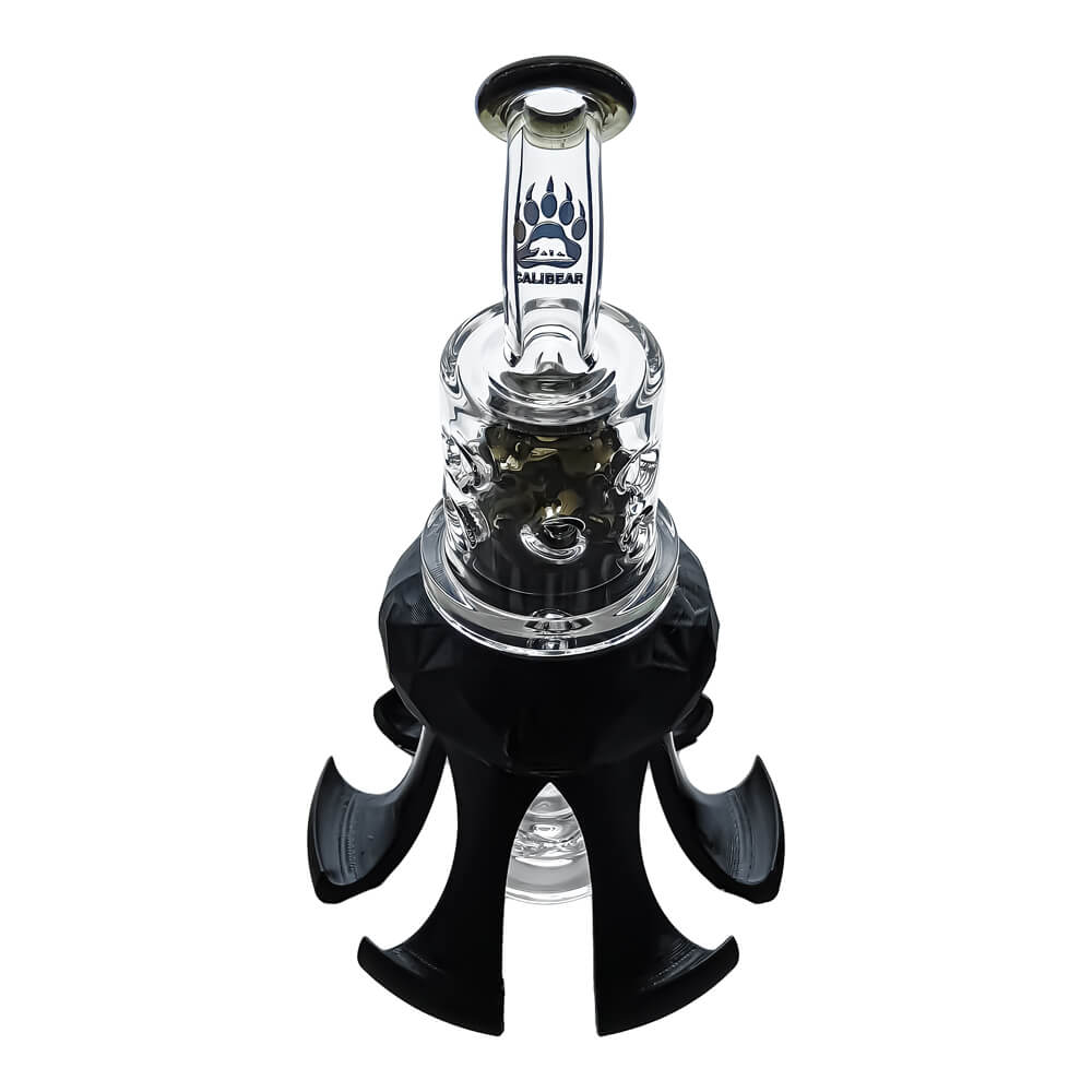 Dankbanger octopus claw glass holder and display stand for Dr. Dabber Switch 2 attachments shown next to a glass recycler setup.