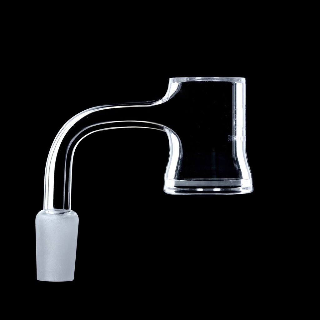Dank Banger premium seamless quartz banger with a unique hourglass belly shape and flat top for massive concentrate capacity and heat retention.
