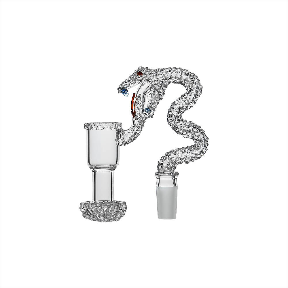 Dank Banger Space King Snake Banger (Clear) with sculpted snake body, textured scales, 14mm 90° joint and fully welded construction