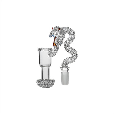 Dank Banger Space King Snake Banger (Clear) alternate side view showing curved snake profile, sculpted head and fully welded 14mm joint